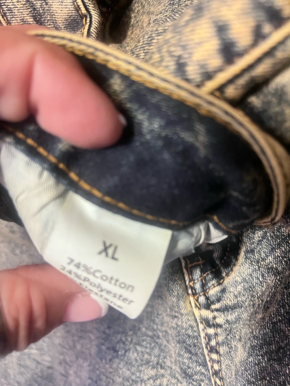 Gray Acid-Wash Jeans with Multi Plaid Flared Panels - Picture 5 of 13